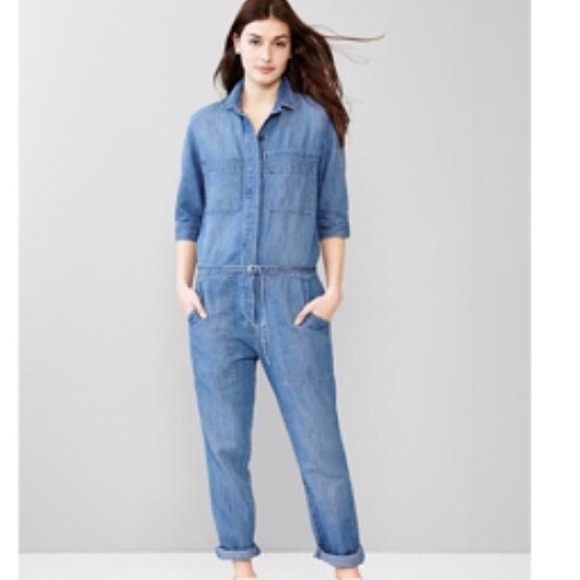 women's denim utility jumpsuit